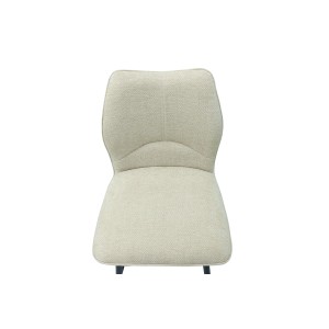 Chaise de comptoir pivotante CROFT – Tissu écru – Pieds en métal noir – Hauteur 103 cm – Style design/industriel