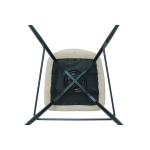 Chaise de comptoir pivotante CROFT – Tissu écru – Pieds en métal noir – Hauteur 103 cm – Style design/industriel