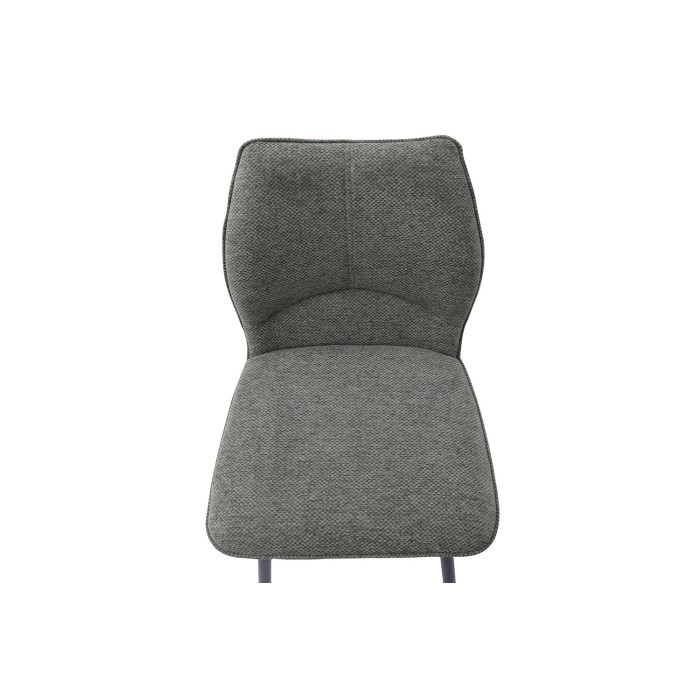 Chaise de comptoir pivotante CROFT – Tissu gris foncé – Pieds en métal noir – Hauteur 103 cm – Style design/industriel