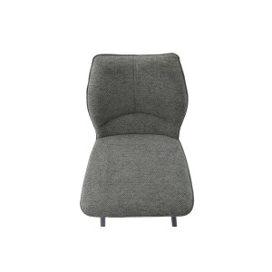 Chaise de comptoir pivotante CROFT – Tissu gris foncé – Pieds en métal noir – Hauteur 103 cm – Style design/industriel