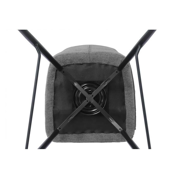 Chaise de comptoir pivotante CROFT – Tissu gris foncé – Pieds en métal noir – Hauteur 103 cm – Style design/industriel