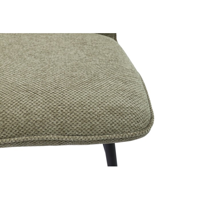 Chaise de comptoir pivotante CROFT – Tissu beige sable – Pieds en métal noir – Hauteur 103 cm – Style design/industriel