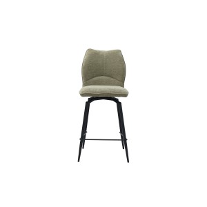 Chaise de comptoir pivotante CROFT – Tissu beige sable – Pieds en métal noir – Hauteur 103 cm – Style design/industriel
