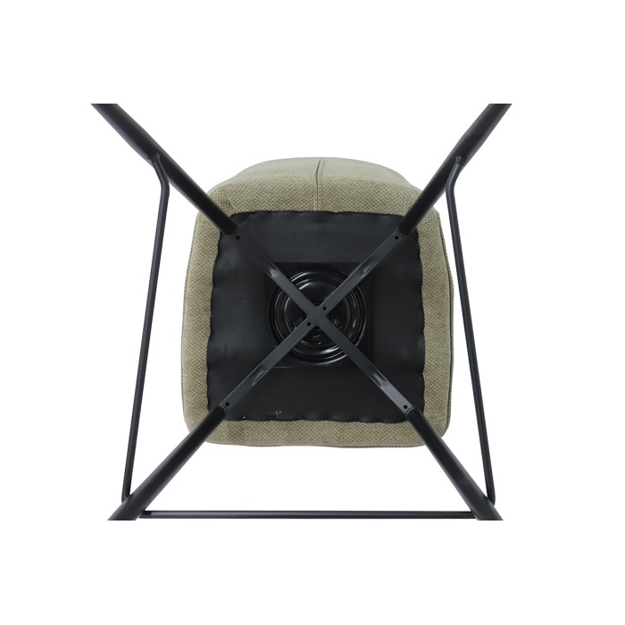 Chaise de comptoir pivotante CROFT – Tissu beige sable – Pieds en métal noir – Hauteur 103 cm – Style design/industriel