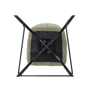 Chaise de comptoir pivotante CROFT – Tissu beige sable – Pieds en métal noir – Hauteur 103 cm – Style design/industriel