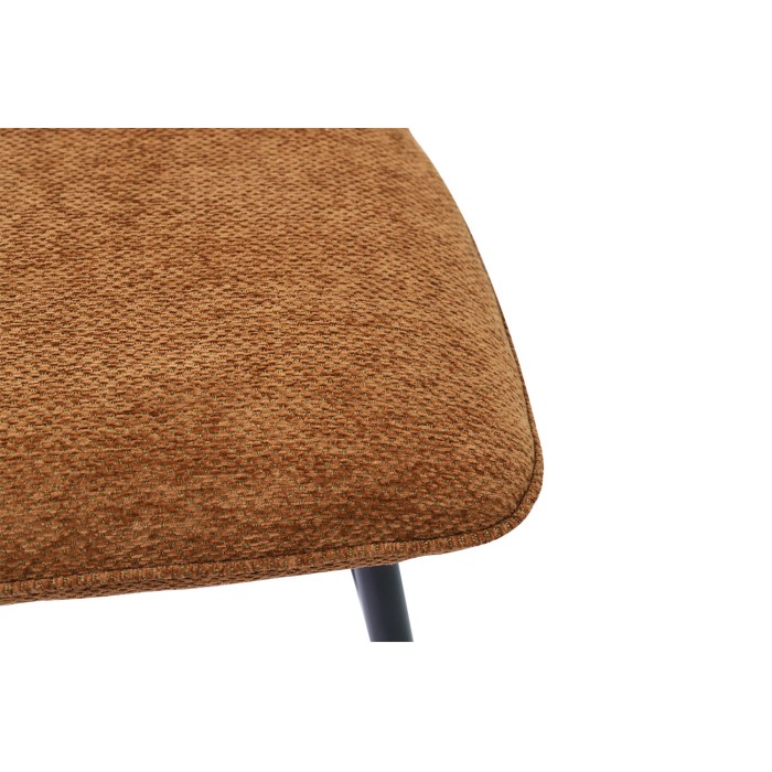 Chaise de comptoir pivotante CROFT – Tissu marron rouille – Pieds en métal noir – Hauteur 103 cm – Style design/industriel