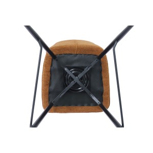 Chaise de comptoir pivotante CROFT – Tissu marron rouille – Pieds en métal noir – Hauteur 103 cm – Style design/industriel