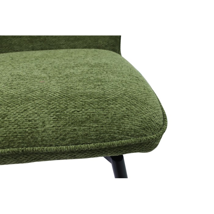 Chaise de comptoir pivotante CROFT – Tissu vert – Pieds en métal noir – Hauteur 103 cm – Style design/industriel