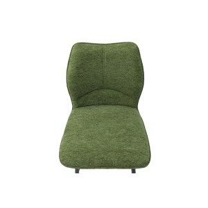 Chaise de comptoir pivotante CROFT – Tissu vert – Pieds en métal noir – Hauteur 103 cm – Style design/industriel