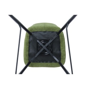 Chaise de comptoir pivotante CROFT – Tissu vert – Pieds en métal noir – Hauteur 103 cm – Style design/industriel