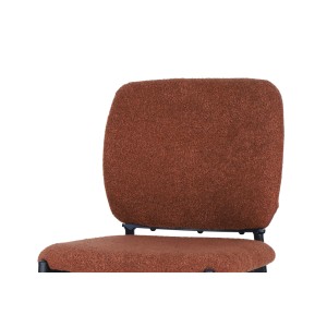 Chaise de comptoir RITA – Tissu marron rouille – Pieds en métal noir – Hauteur 99 cm – Style design/industriel