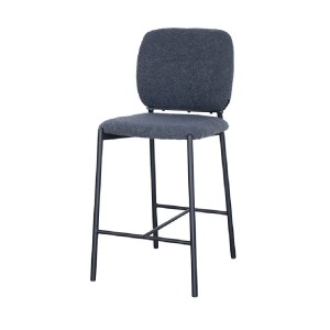 Chaise de comptoir RITA – Tissu gris foncé – Pieds en métal noir – Hauteur 99 cm – Style design/industriel