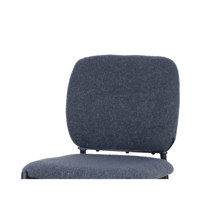 Chaise de comptoir RITA – Tissu gris foncé – Pieds en métal noir – Hauteur 99 cm – Style design/industriel