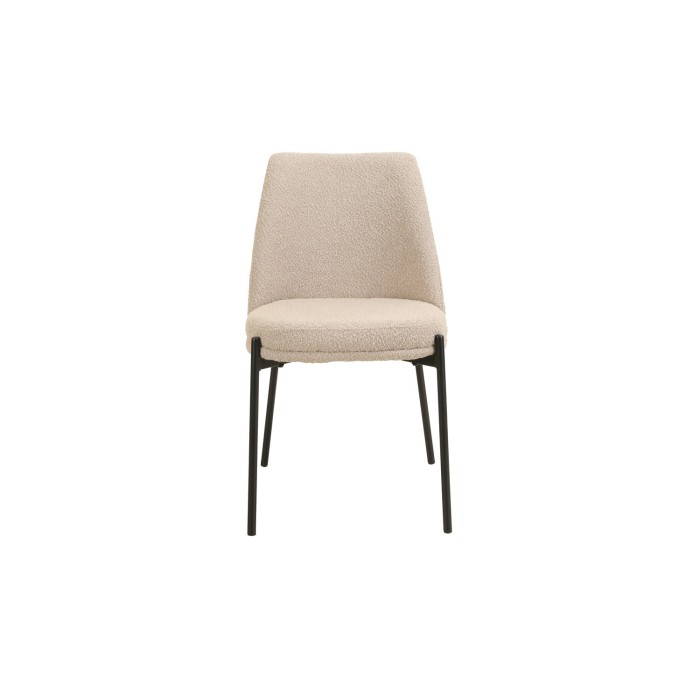 Chaise de salle à manger ELISA – Tissu Stof sable – Pieds en métal noir – Hauteur 83 cm – Style design/industriel