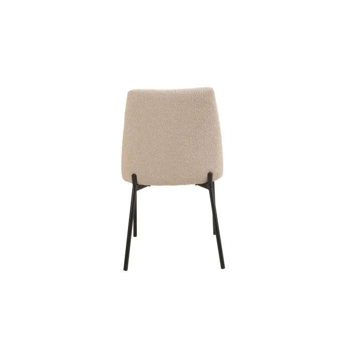 Chaise de salle à manger ELISA – Tissu Stof sable – Pieds en métal noir – Hauteur 83 cm – Style design/industriel