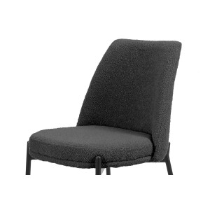 Chaise de salle à manger ELISA – Tissu Stof gris – Pieds en métal noir – Hauteur 83 cm – Style design/industriel