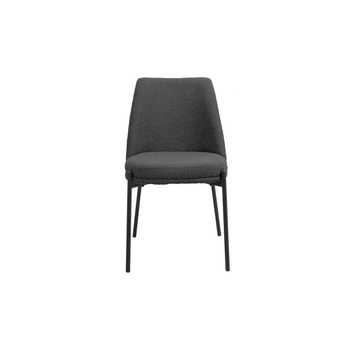 Chaise de salle à manger ELISA – Tissu Stof gris – Pieds en métal noir – Hauteur 83 cm – Style design/industriel