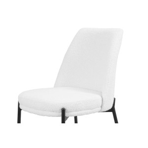 Chaise de salle à manger ELISA – Tissu Stof blanc – Pieds en métal noir – Hauteur 83 cm – Style design/industriel