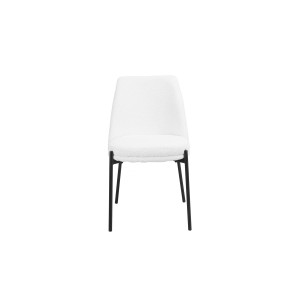 Chaise de salle à manger ELISA – Tissu Stof blanc – Pieds en métal noir – Hauteur 83 cm – Style design/industriel