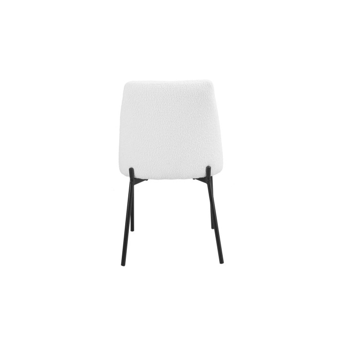 Chaise de salle à manger ELISA – Tissu Stof blanc – Pieds en métal noir – Hauteur 83 cm – Style design/industriel