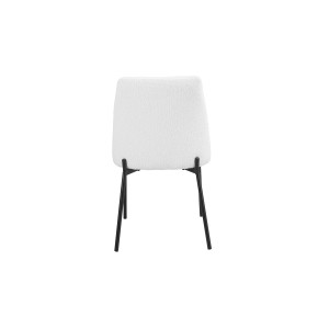 Chaise de salle à manger ELISA – Tissu Stof blanc – Pieds en métal noir – Hauteur 83 cm – Style design/industriel
