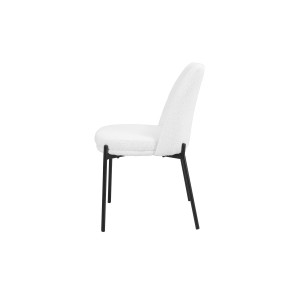 Chaise de salle à manger ELISA – Tissu Stof blanc – Pieds en métal noir – Hauteur 83 cm – Style design/industriel