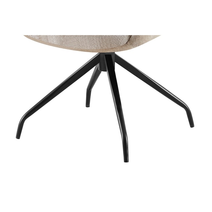 Chaise de salle à manger pivotante TRINITY – Tissu sable – Avec accoudoirs – Pieds métal noir – Style design/industriel