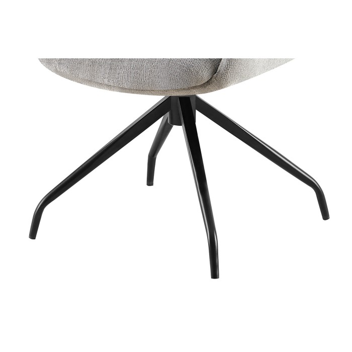 Chaise de salle à manger pivotante TRINITY – Tissu gris – Avec accoudoirs – Pieds métal noir – Style design/industriel