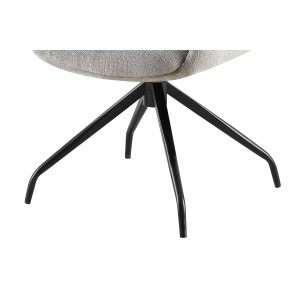 Chaise de salle à manger pivotante TRINITY – Tissu gris – Avec accoudoirs – Pieds métal noir – Style design/industriel