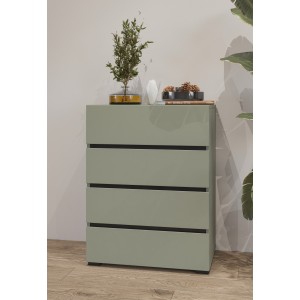 Petit buffet HAVANA – 4 tiroirs – Vert sauge – Design moderne et compact
