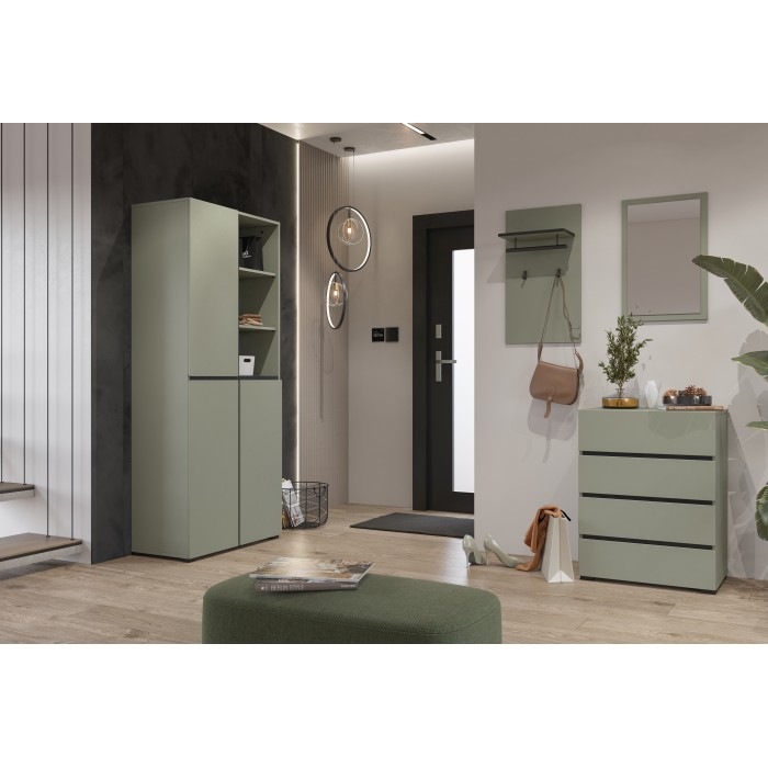 Petit buffet HAVANA – 4 tiroirs – Vert sauge – Design moderne et compact