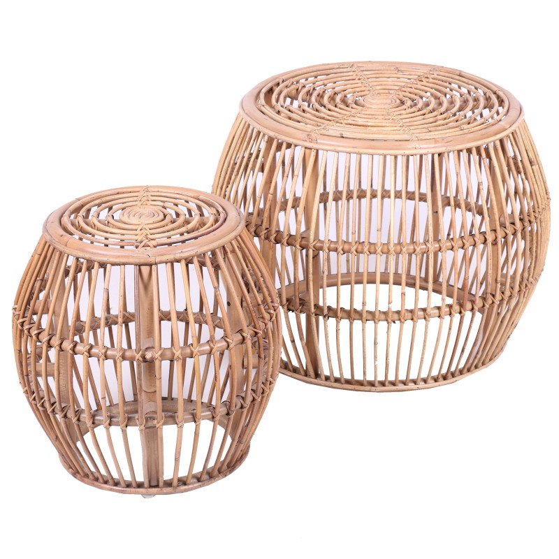 Lot de 2 tables basses gigognes de jardin en rotin – Collection SIENNE – Élégance naturelle