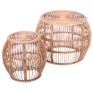 Lot de 2 tables basses gigognes de jardin en rotin – Collection SIENNE – Élégance naturelle