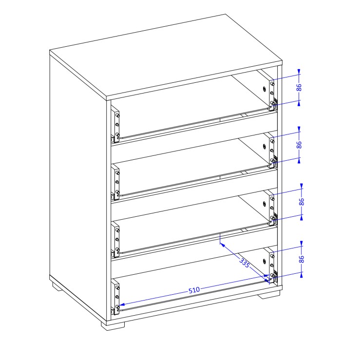 Petit buffet HAVANA – 4 tiroirs – Vert sauge – Design moderne et compact