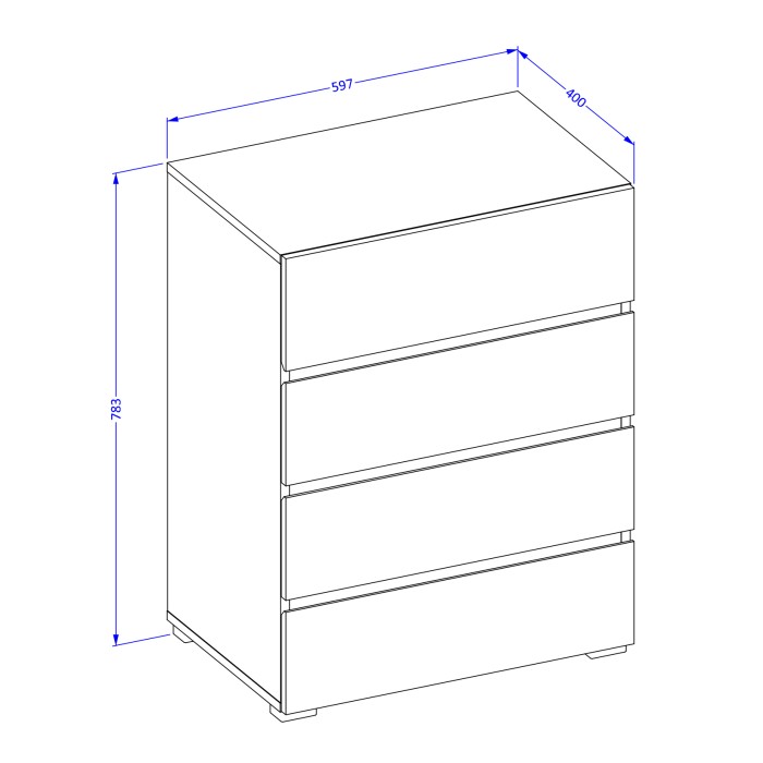 Petit buffet HAVANA – 4 tiroirs – Blanc et noir – Design moderne et compact