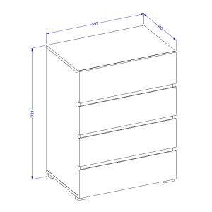 Petit buffet HAVANA – 4 tiroirs – Blanc et noir – Design moderne et compact