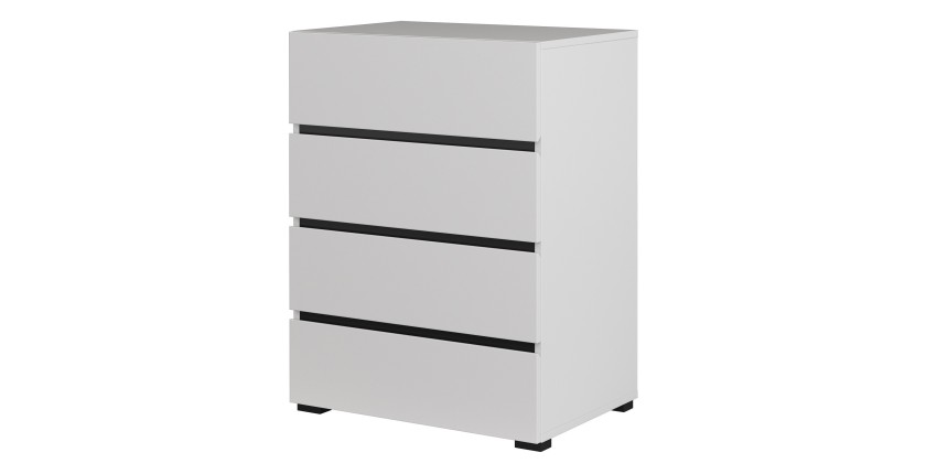 Petit buffet HAVANA – 4 tiroirs – Blanc et noir – Design moderne et compact