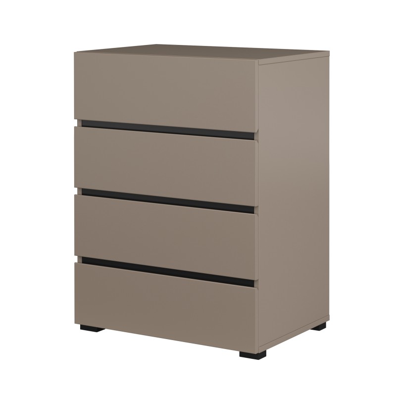 Petit buffet HAVANA – 4 tiroirs – Beige et noir – Look moderne et chaleureux