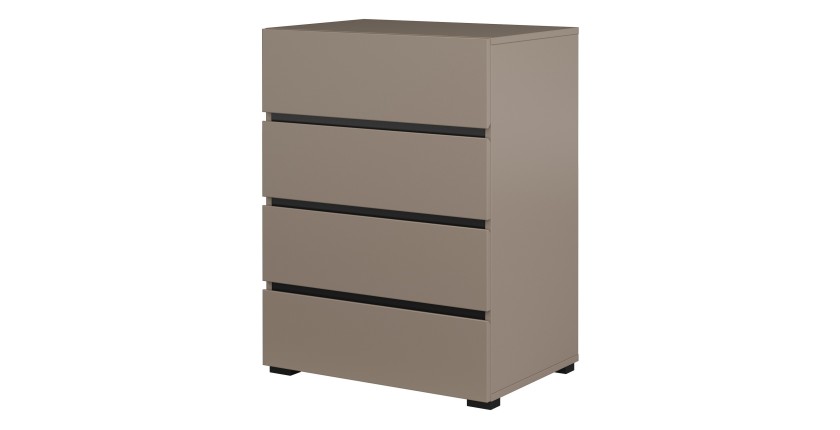 Petit buffet HAVANA – 4 tiroirs – Beige et noir – Look moderne et chaleureux