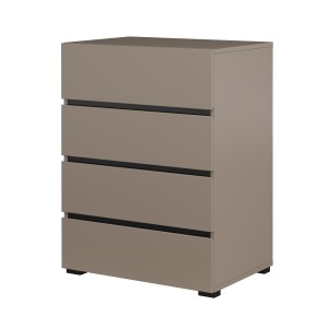 Petit buffet HAVANA – 4 tiroirs – Beige et noir – Look moderne et chaleureux