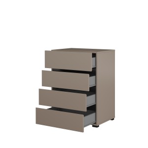 Petit buffet HAVANA – 4 tiroirs – Beige et noir – Look moderne et chaleureux