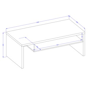 Table basse HAVANA – Chêne et noir – Plateau noir mat – Avec niche – Style naturel et moderne