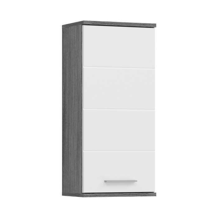 Meuble de salle de bain WILLIAM 1 porte – Blanc et gris foncé 