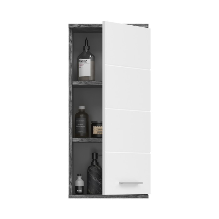 Meuble de salle de bain WILLIAM 1 porte – Blanc et gris foncé 