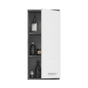 Meuble de salle de bain WILLIAM 1 porte – Blanc et gris foncé 