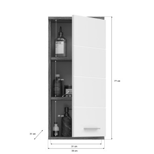 Meuble de salle de bain WILLIAM 1 porte – Blanc et gris foncé 