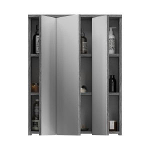 Meuble de rangement de salle de bain WILLIAM – Blanc et gris foncé – 9 niches suspendues 