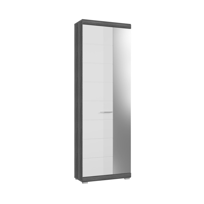 Meuble de rangement SCOTT – Blanc brillant – 6 niches, 1 porte – À poser 