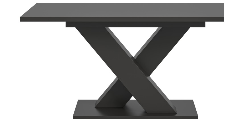 Table extensible CAPTURE – Pied design en X – Gris foncé – 150 à 190 cm 