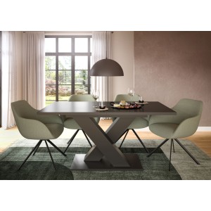 Table extensible CAPTURE – Pied design en X – Gris foncé – 150 à 190 cm 